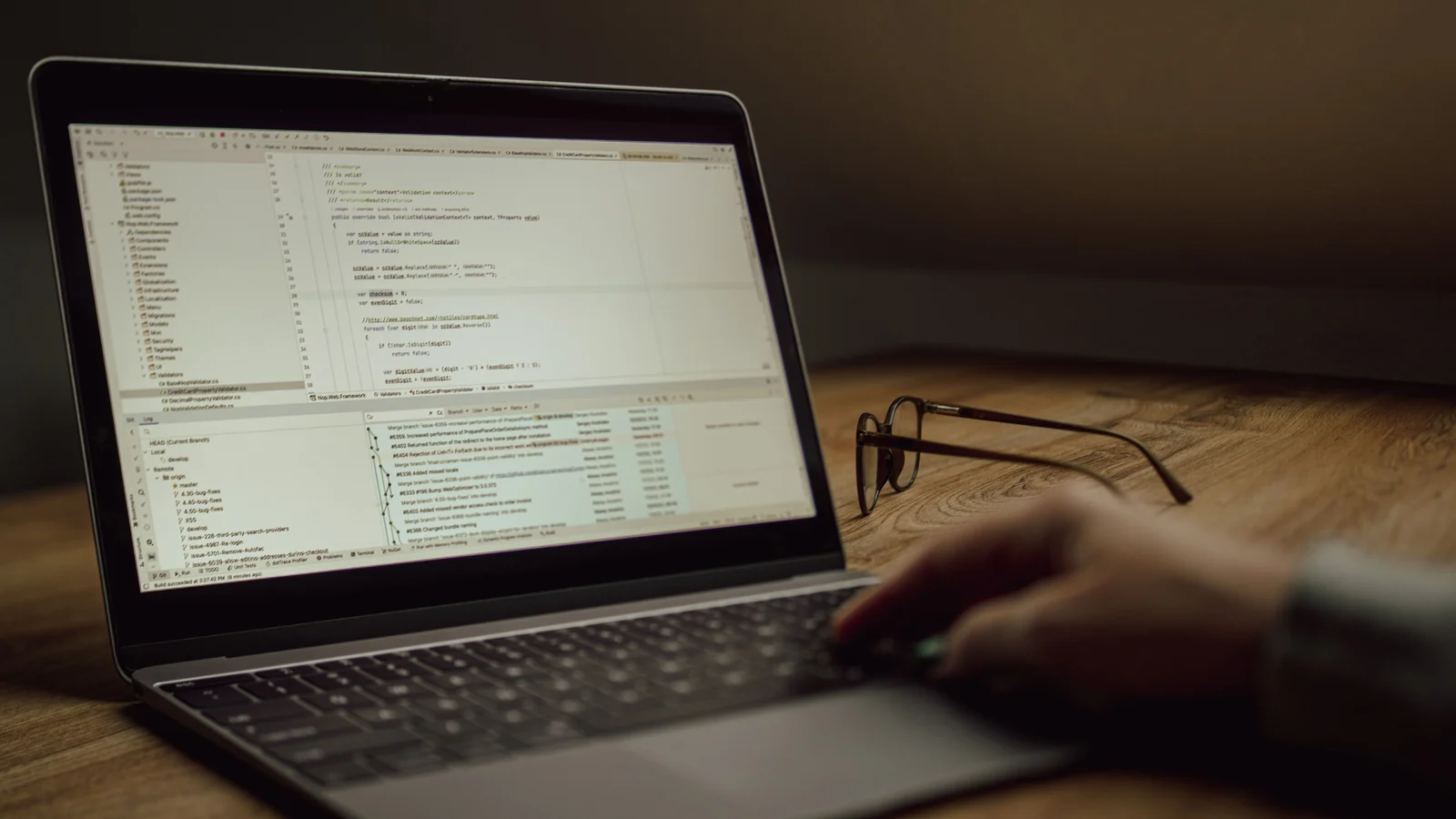 Developer working with code while testing regular expressions